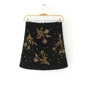 New Arrival Firework Print Zip Back Fashion Velvet Mini Skinny Skirt