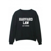 Fashion HARVARD LAW JUST KIDDING Letter Printed Round Neck Pullover Sweatshirt