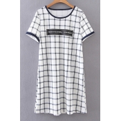 Casual Letter Printed Short Sleeve Round Neck Plain Mini T-shirt Dress