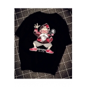 Funny Cartoon Skater Printed Round Neck Short Sleeve Leisure T-Shirt for Couple