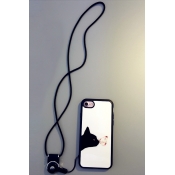 New Arrival Cartoon Cat Printed Silicone iPhone Case with Lanyard