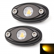 LED Rock Light for JEEP ATV SUV Off Road Trucks Boat Waterproof Rock Proof,  Yellow Light (Pack of 2)