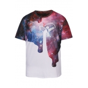 Hot Fashion Galaxy Printed Round Neck Short Sleeve Pullover T-Shirt
