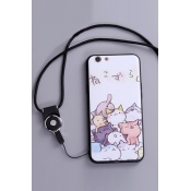 Cartoon Printed Silicone Phone Case for Oppo A59 with Lanyard