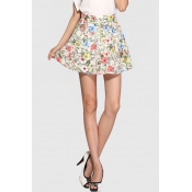 Floral Printed Summer's Leisure Chiffon A-Line Mini Skirt