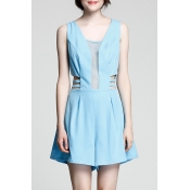 New Fashion Hollow Out Sleeveless V Back Plain Leisure Loose Rompers