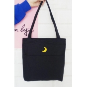 Moon Embroidered Casual Leisure Canvas Portable Shoulder Bag