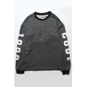 New Arrival Letter Pattern Round Neck Long Sleeve Comfort Pullover Sweatshirt