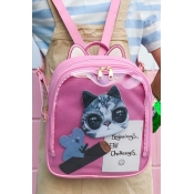 New Stylish Cartoon Cat Letter Printed Simple Leisure Backpack
