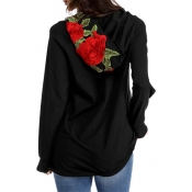 New Fashion Floral Embroidered Hooded Long Sleeve Casual Leisure Hoodie