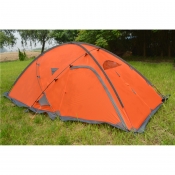 4-Season 3-Person Double Layer Silicone Coating Camping Semi-Geodesic Tent