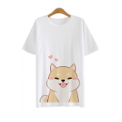 New Fashion Cartoon Dog Pattern Short Sleeve Round Neck Casual Unisex T-Shirt