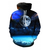 Casual Loose 3D Galaxy Pattern Long Sleeve Unisex Hoodie with Pockets