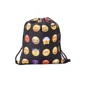 Hot Fashion Lovely Cartoon Emoji Printed Drawstring Backpack