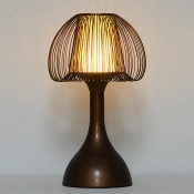 Industrial Desk Lamp Nordic 1 Light with Wire Net Metal Cage in Heritage Bronze