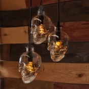 Industrial Hanging Pendant Light Skull, Glass Shade