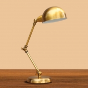 Industrial Desk Lamp Adjustable Arm with 6 Inch Wide Gold Bowl Shade