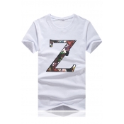 New Fashion Letter Z Printed Round Neck Short Sleeve Pullover Loose Tee