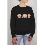 Hot Fashion Lovely Cartoon Monkey Pattern Round Neck Long Sleeve Sweatshirt
