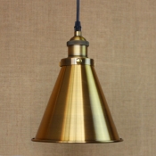 Vintage Pendant Light with Coolie Shade in Antique Brass