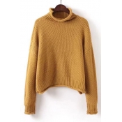 New Arrival Basic Simple Plain Mock Neck Long Sleeve Comfort Sweater
