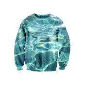 Beautiful Water 3D Printed Long Sleeve Round Neck Pullover Sweatshirt