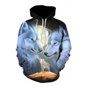 New Collection 3D Moon Wolf Pattern Long Sleeve Casual Leisure Hoodie