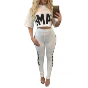 Casual Leisure Letter Printed Cropped Hoodie with Skinny Sports Pants