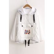 Fashion Embroidered Hooded Long Sleeve Casual Loose Reversible Coat