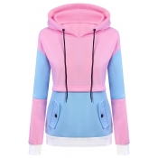 New Trendy Fashion Color Block Casual Leisure Long Sleeve Hoodie