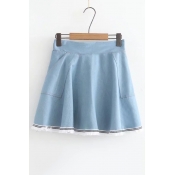 Basic Simple High Waist Summer's Mini A-Line Denim Skirt