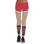 New Stylish Color Block Striped Printed Elastic Waist Sports Yoga Leggings