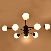 Industrial Vintage Chandelier Radial Arm with Gorgeous Globle Opal Glass Shade