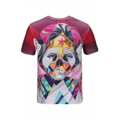 New Stylish 3D Colorful Character Pattern Short Sleeve Round Neck T-Shirt