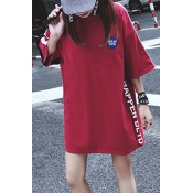 Street Style Simple Letter Pattern Loose Casual Round Neck T-Shirt