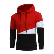 Hot Fashion Color Block Long Sleeve Casual Loose Hoodie