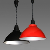 Industrial Pendant Light with Extendable Chain, Black/Red Finished