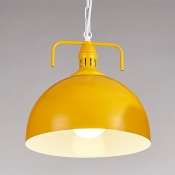 Industrial Pendant Light with 15.75''W Dome Metal Shade in Yellow/Red/Rust Finish