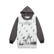 Cartoon Totoro Print Long Sleeve Leisure Pullover Hoodie