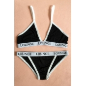 New Fashion Sexy Letter Print Bralet with Elastic Waist Briefs