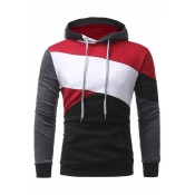 Stylish Color Block Long Sleeves Pullover Hoodie
