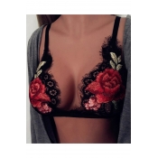 New Stylish Embroidery Floral Pattern Strap Sexy Lace Bralet