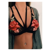 New Stylish Halter Embroidery Floral Pattern Strap Sexy Lace Bralet