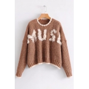 New Fashion Letter Pattern Round Neck Long Sleeve Pullover Sweater
