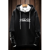 New Arrival Fashion Letter Printed Long Inserted Sleeve Pullover Hoodie