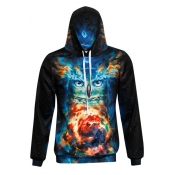 New Fashion 3D Colorful Owl Print Long Sleeve Hoodie with Pocket