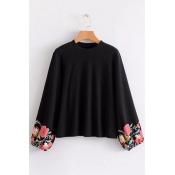 New Fashion Floral Pattern Long Sleeve Round Neck Blouse