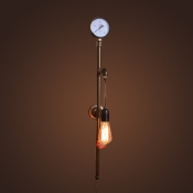 Industrial 31.5''H Pipe Wall Sconce with Pressure Gauge