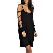 New Stylish Strappy Sleeve Simple Plain Cami Dress
