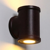 Industrial Wall Sconce with Cylinder Metal Shade in Pipe Style, Black